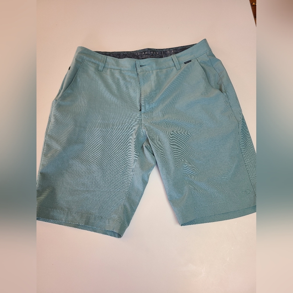 7 Diamonds Teal Flat Front Shorts